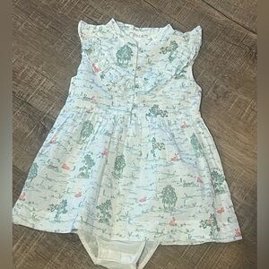 NWOT chateau de sable Floral Baby Dress 12 mo with Ruffle Sleeves romper Paris